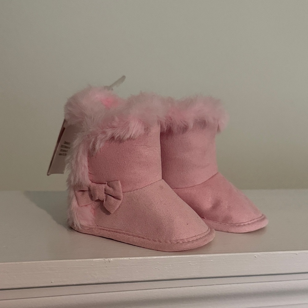 Pink Furry Kids Boots